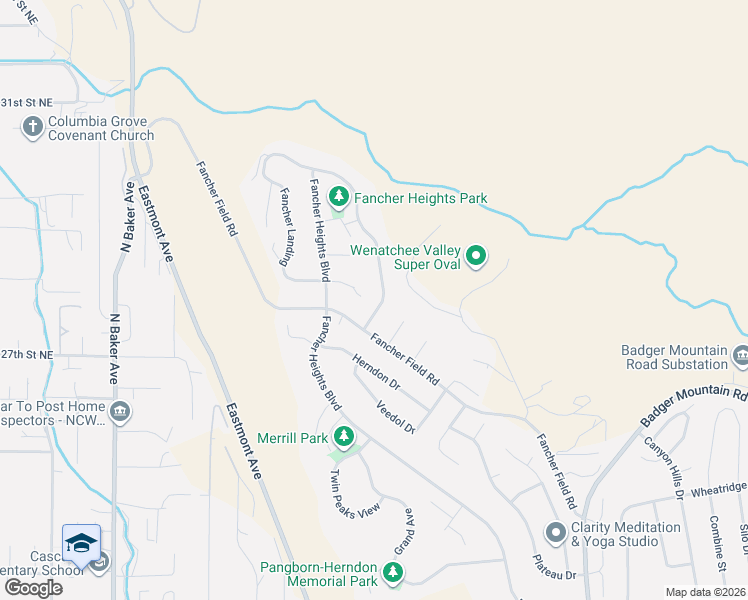 map of restaurants, bars, coffee shops, grocery stores, and more near 2482 Aviation Drive in East Wenatchee
