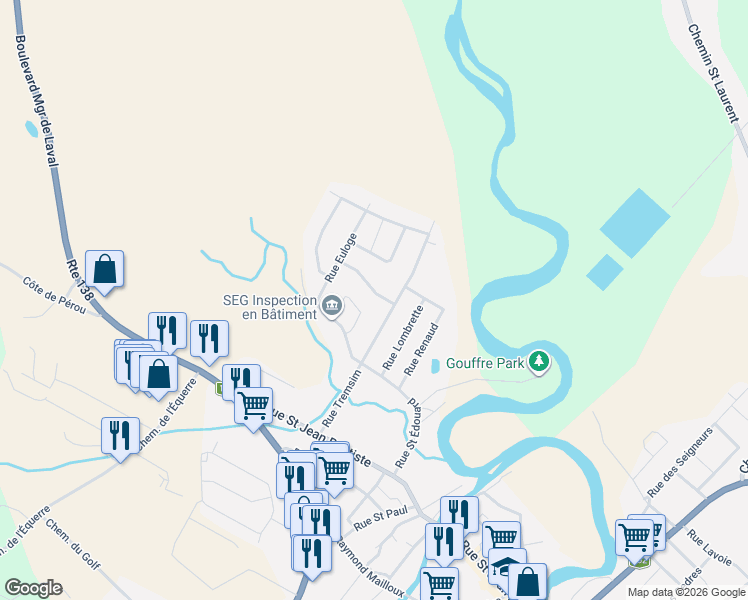 map of restaurants, bars, coffee shops, grocery stores, and more near 3 Rue de Jonzac in Baie-Saint-Paul