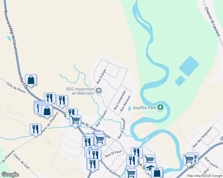 map of restaurants, bars, coffee shops, grocery stores, and more near 3 Rue de Jonzac in Baie-Saint-Paul