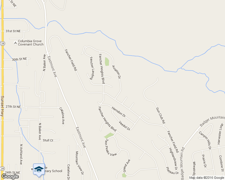 map of restaurants, bars, coffee shops, grocery stores, and more near 2421 Bellanca Court in East Wenatchee
