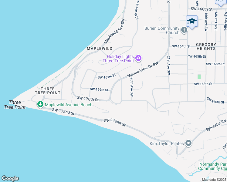 map of restaurants, bars, coffee shops, grocery stores, and more near 16902 28th Avenue Southwest in Burien