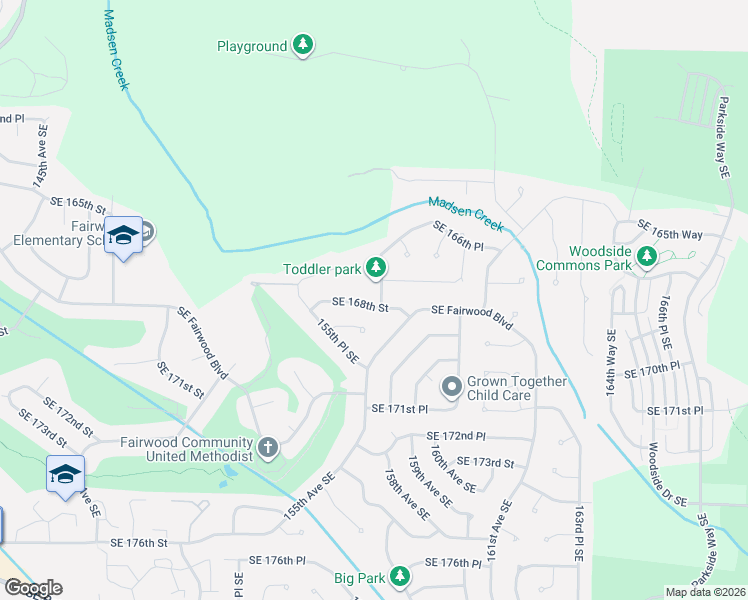 map of restaurants, bars, coffee shops, grocery stores, and more near 15703 Southeast 167th Place in Renton