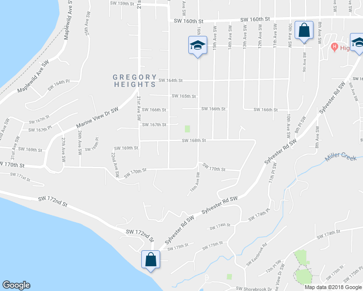 map of restaurants, bars, coffee shops, grocery stores, and more near 1635 Southwest 168th Street in Seattle