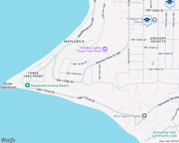 map of restaurants, bars, coffee shops, grocery stores, and more near 16738 27th Avenue Southwest in Burien