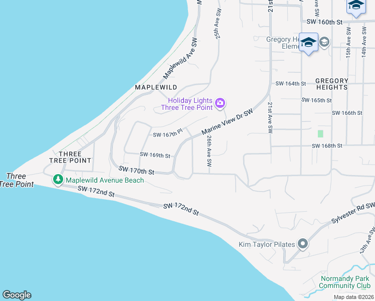 map of restaurants, bars, coffee shops, grocery stores, and more near 16738 27th Avenue Southwest in Burien
