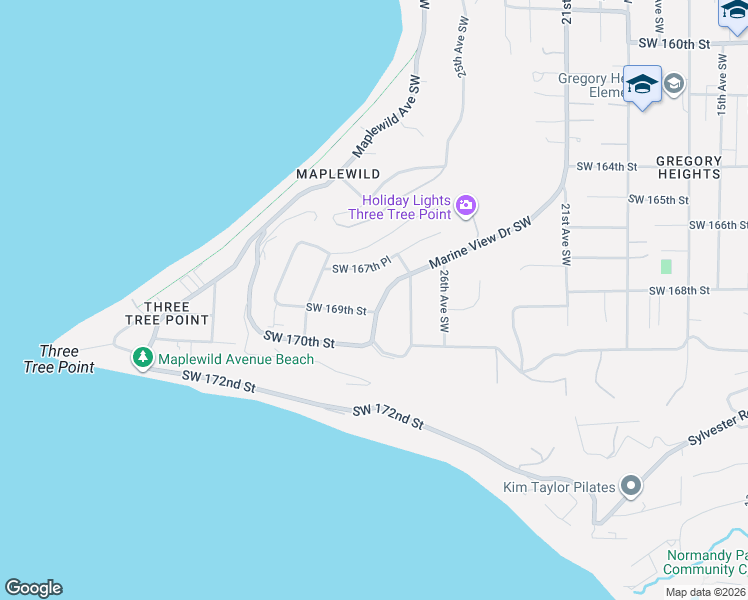 map of restaurants, bars, coffee shops, grocery stores, and more near 16765 28th Avenue Southwest in Burien
