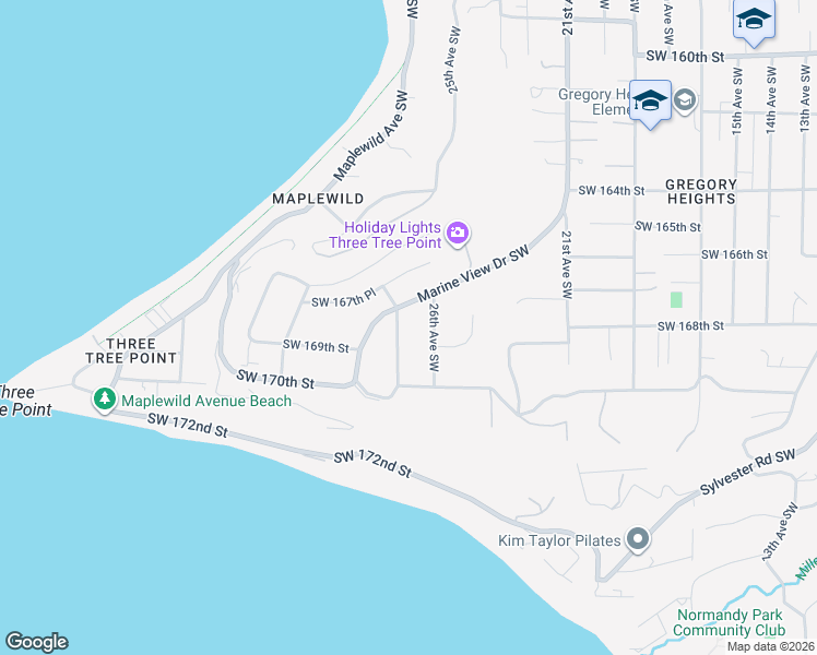 map of restaurants, bars, coffee shops, grocery stores, and more near 16738 27th Avenue Southwest in Burien