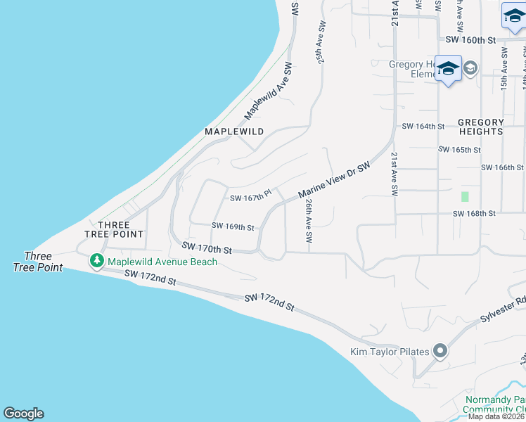 map of restaurants, bars, coffee shops, grocery stores, and more near 16765 28th Avenue Southwest in Burien
