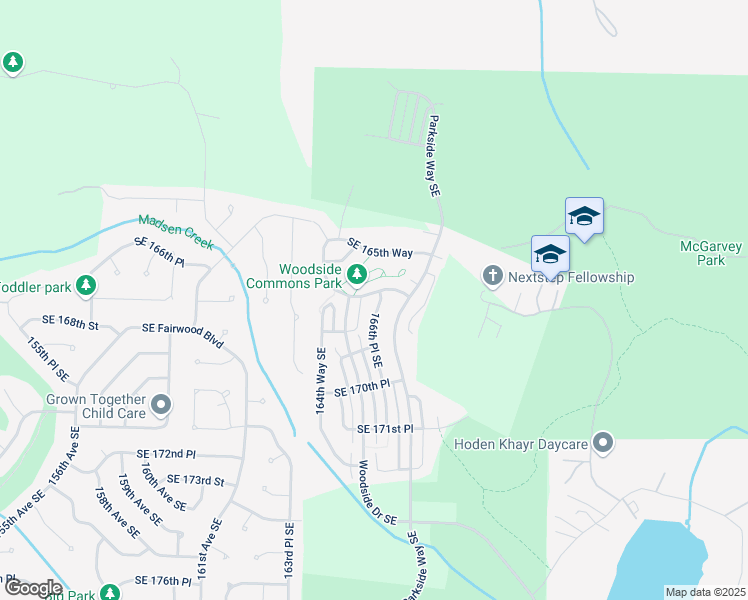 map of restaurants, bars, coffee shops, grocery stores, and more near 16711 166th Place Southeast in Renton