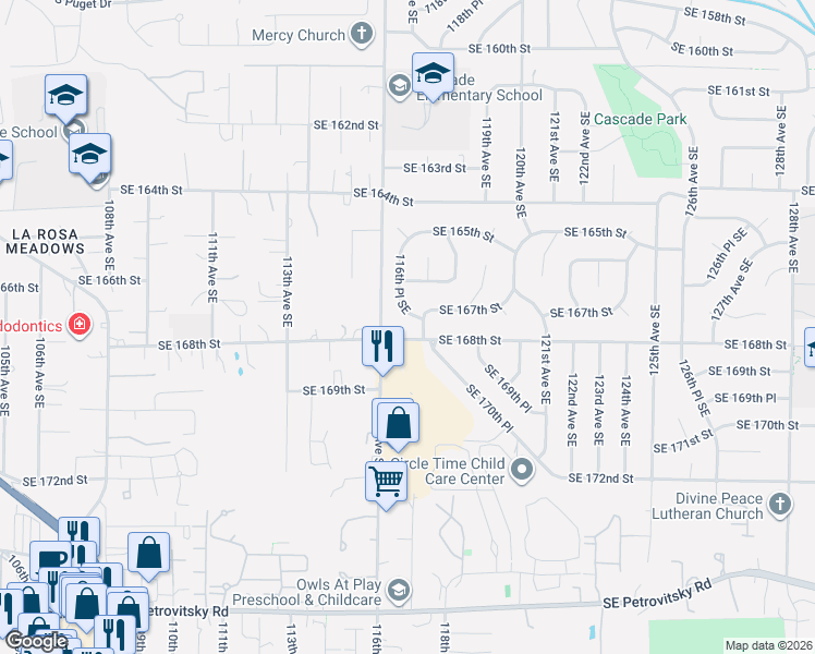 map of restaurants, bars, coffee shops, grocery stores, and more near in Renton