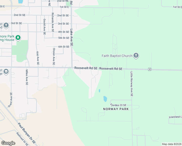 map of restaurants, bars, coffee shops, grocery stores, and more near 853 Doberman Court Southeast in Bemidji