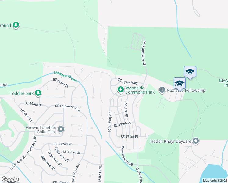 map of restaurants, bars, coffee shops, grocery stores, and more near 16634 164th Avenue Southeast in Renton