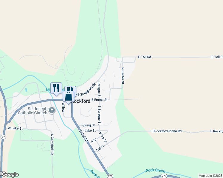 map of restaurants, bars, coffee shops, grocery stores, and more near 435 East Lee Street in Rockford