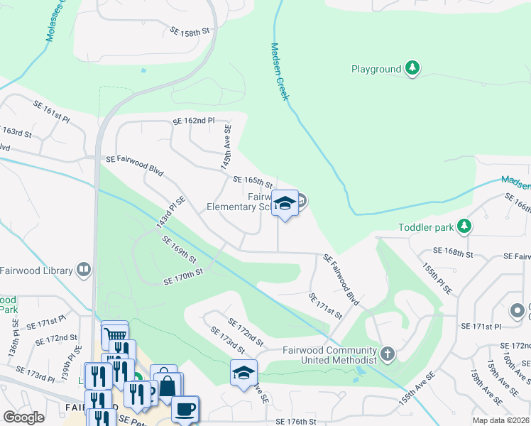 map of restaurants, bars, coffee shops, grocery stores, and more near 16518 147th Avenue Southeast in Renton