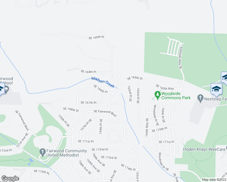 map of restaurants, bars, coffee shops, grocery stores, and more near 15932 Southeast 166th Place in Renton