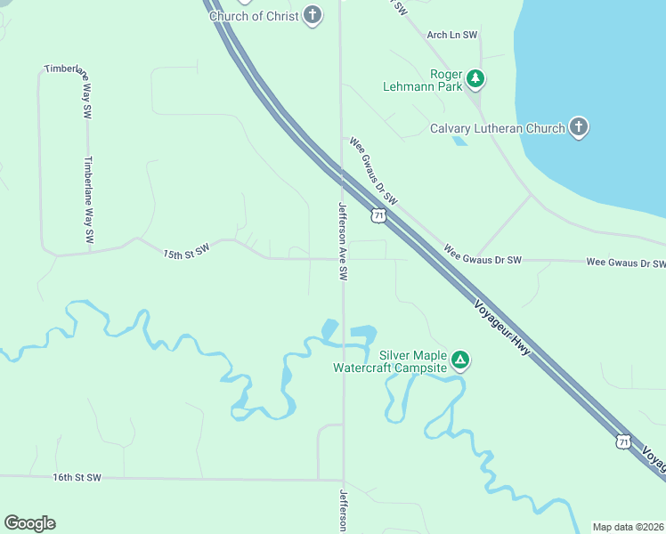 map of restaurants, bars, coffee shops, grocery stores, and more near 1503 Jefferson Avenue Southwest in Bemidji