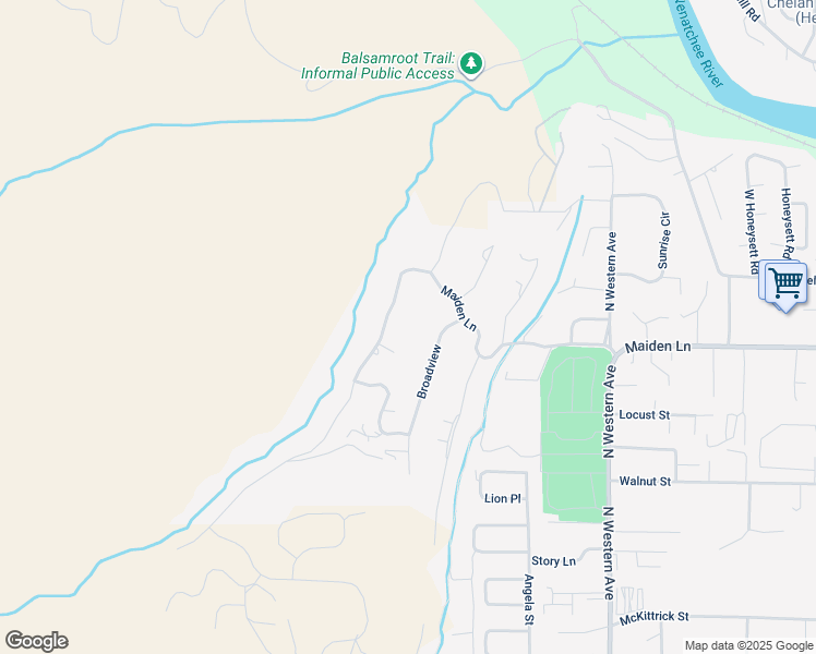 map of restaurants, bars, coffee shops, grocery stores, and more near 2035 Maiden Lane in Wenatchee