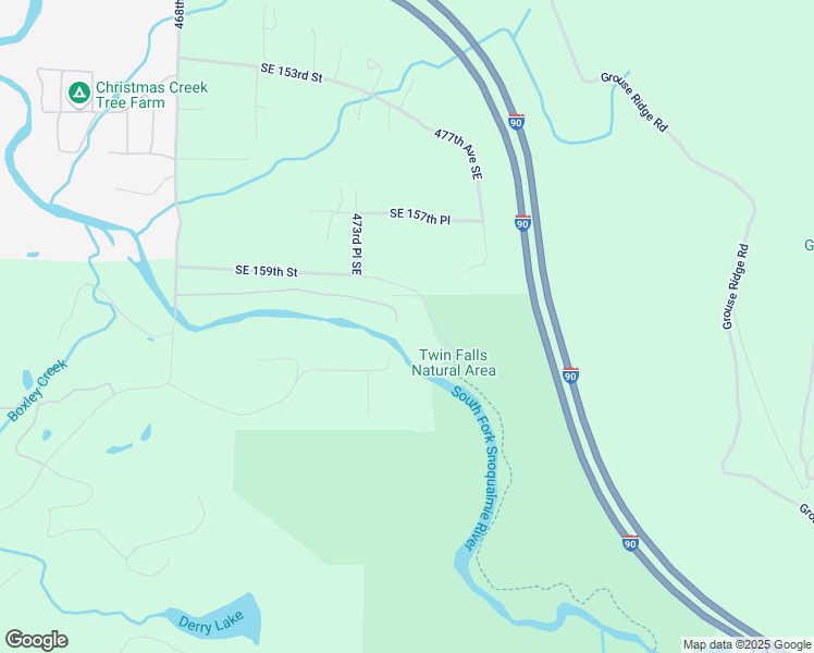 map of restaurants, bars, coffee shops, grocery stores, and more near 47507 Southeast 160th Street in North Bend