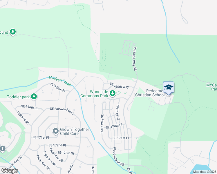 map of restaurants, bars, coffee shops, grocery stores, and more near 16403 Southeast 165th Way in Renton