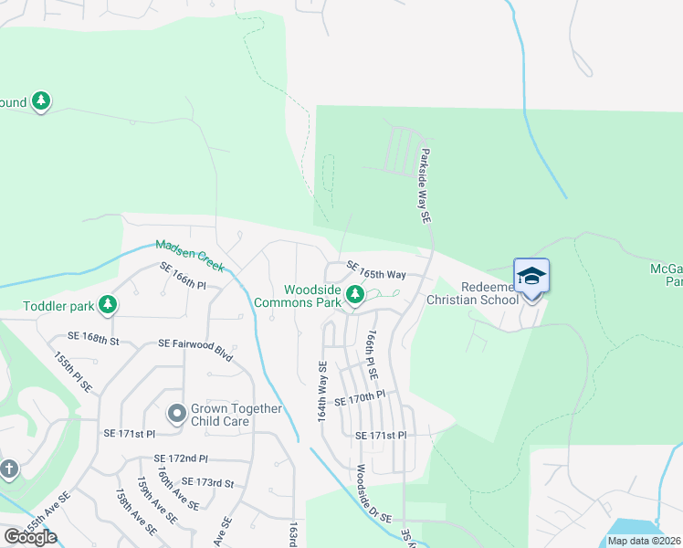 map of restaurants, bars, coffee shops, grocery stores, and more near 16442 Southeast 166th Terrace in Renton