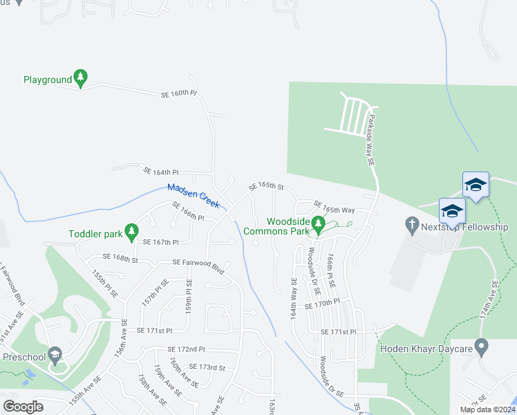 map of restaurants, bars, coffee shops, grocery stores, and more near 16518 162nd Place Southeast in Renton