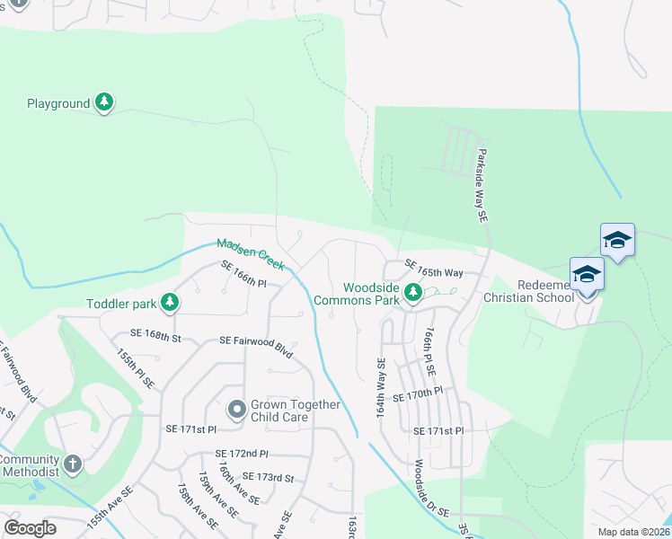 map of restaurants, bars, coffee shops, grocery stores, and more near 16518 162nd Place Southeast in Renton