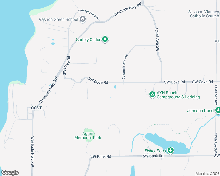 map of restaurants, bars, coffee shops, grocery stores, and more near 12631 Southwest Cove Road in Vashon