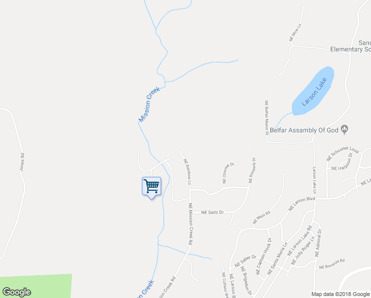 map of restaurants, bars, coffee shops, grocery stores, and more near 230 Northeast Rainbow Lane in Belfair