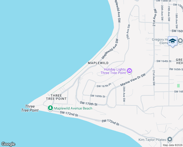 map of restaurants, bars, coffee shops, grocery stores, and more near 3118 Southwest 167th Street in Burien