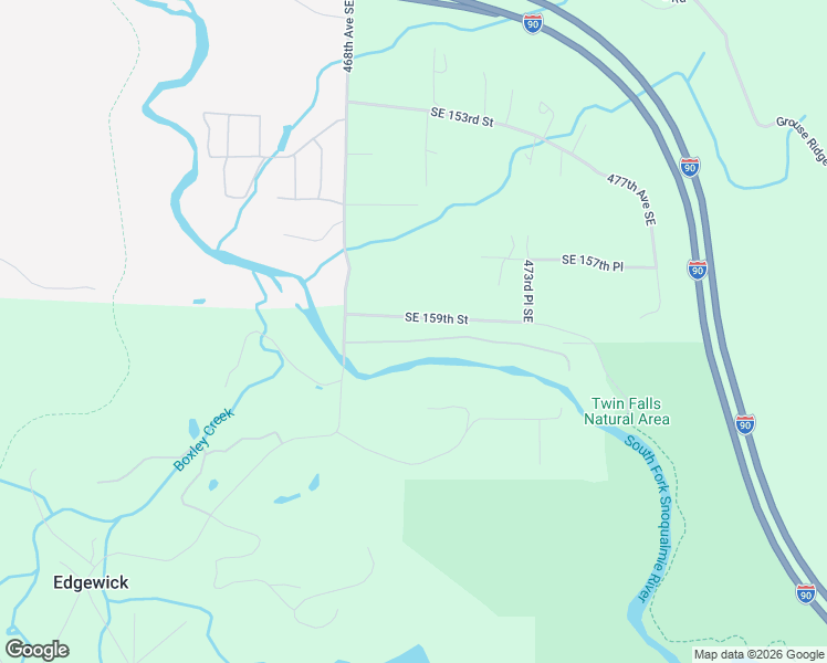 map of restaurants, bars, coffee shops, grocery stores, and more near 47001 Southeast 159th Street in North Bend