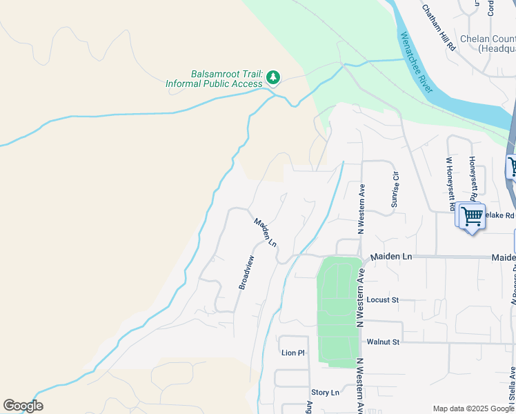 map of restaurants, bars, coffee shops, grocery stores, and more near 2017 Broadhurst Place in Wenatchee