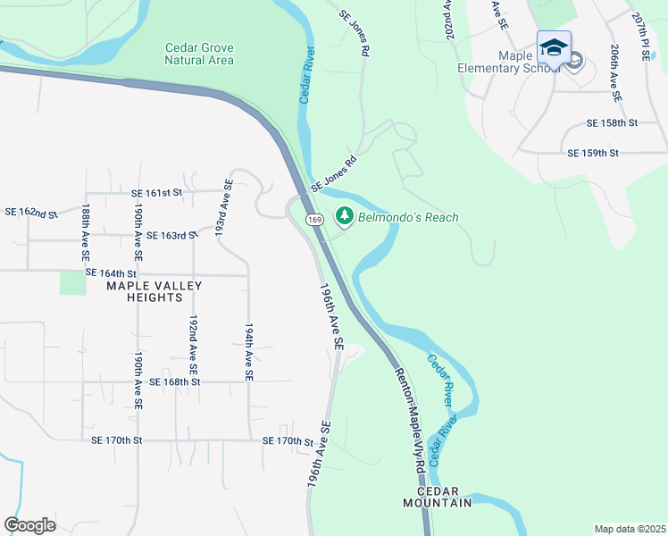 map of restaurants, bars, coffee shops, grocery stores, and more near 16360 Renton-Maple Valley Road in Renton