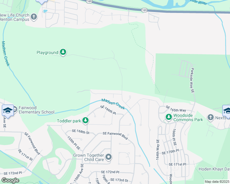 map of restaurants, bars, coffee shops, grocery stores, and more near 15974 Southeast 164 Place in Renton