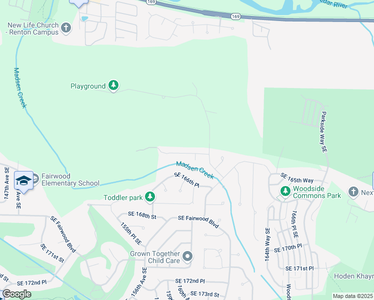 map of restaurants, bars, coffee shops, grocery stores, and more near 15938 Southeast 164th Place in Renton