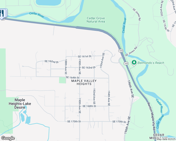 map of restaurants, bars, coffee shops, grocery stores, and more near 19035 Southeast 163rd Street in Renton