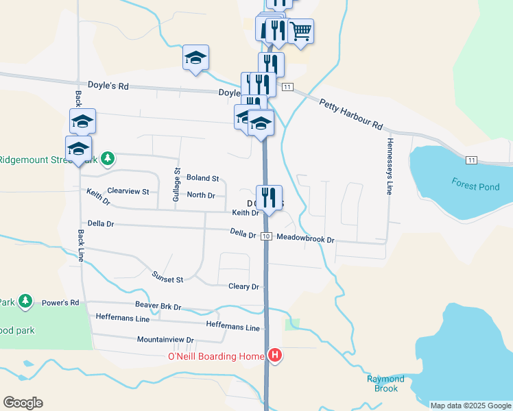map of restaurants, bars, coffee shops, grocery stores, and more near 478 Main Road in St. John's