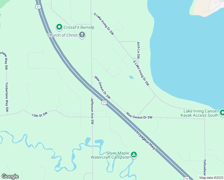 map of restaurants, bars, coffee shops, grocery stores, and more near 2331 Wee Gwaus Drive Southwest in Bemidji