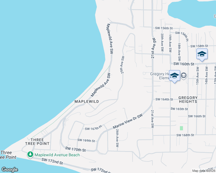 map of restaurants, bars, coffee shops, grocery stores, and more near 2640 Southwest 163rd Street in Burien