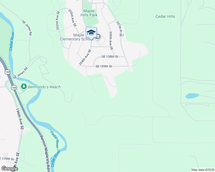 map of restaurants, bars, coffee shops, grocery stores, and more near 20707 Southeast 162nd Way in Renton
