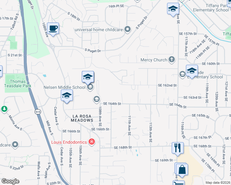 map of restaurants, bars, coffee shops, grocery stores, and more near 1810 South 27th Street in Renton