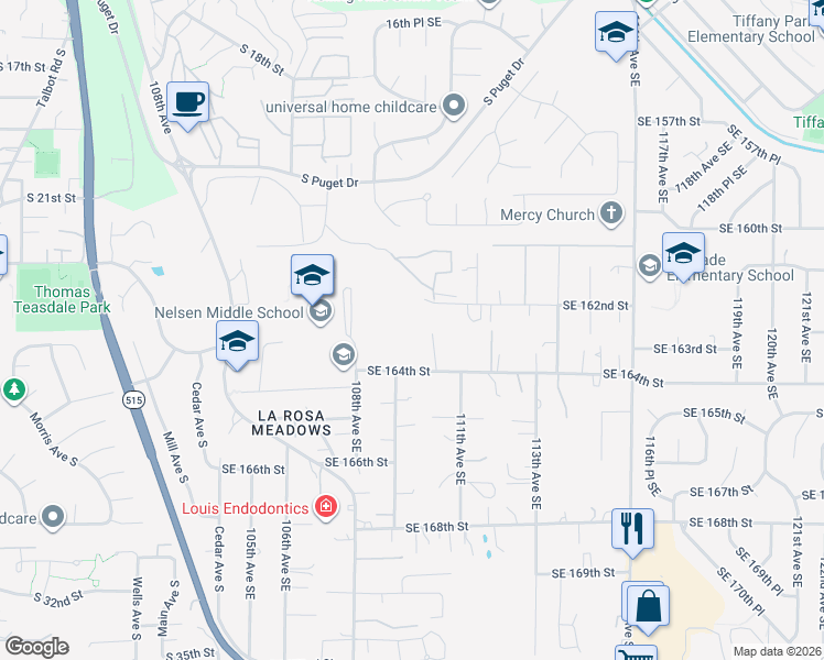 map of restaurants, bars, coffee shops, grocery stores, and more near 1810 South 27th Street in Renton