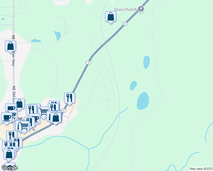 map of restaurants, bars, coffee shops, grocery stores, and more near 131 Northeast Belfair Station in Belfair