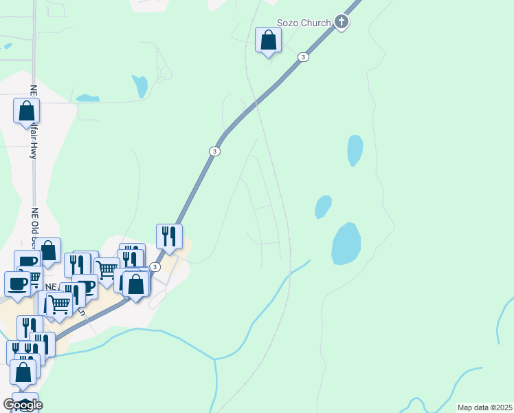 map of restaurants, bars, coffee shops, grocery stores, and more near 131 Northeast Belfair Station in Belfair