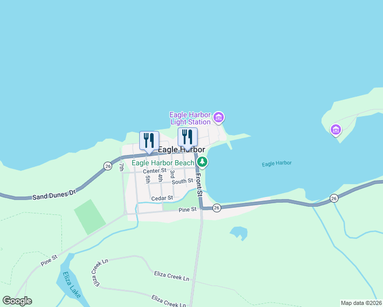 map of restaurants, bars, coffee shops, grocery stores, and more near 483 Front Street in Eagle Harbor