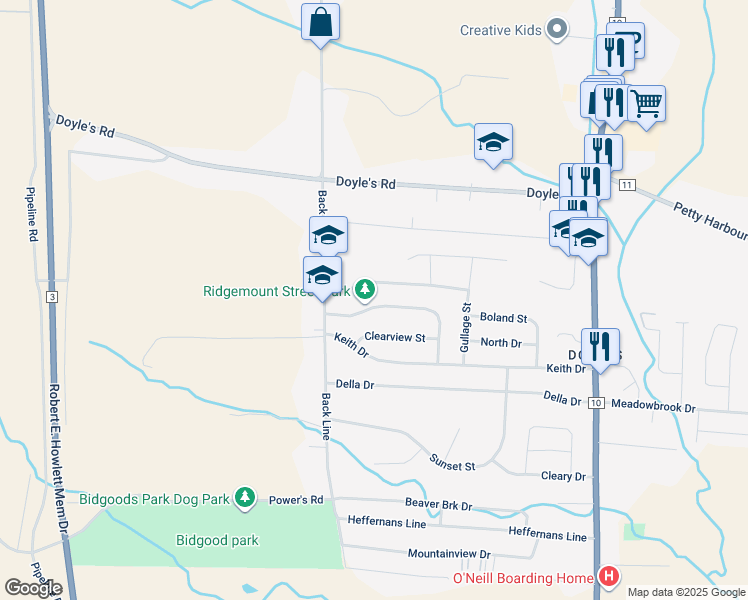 map of restaurants, bars, coffee shops, grocery stores, and more near 48 Ridgemount Street in St. John's
