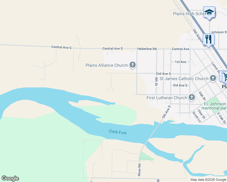 map of restaurants, bars, coffee shops, grocery stores, and more near Westview Court in Plains