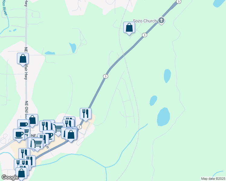 map of restaurants, bars, coffee shops, grocery stores, and more near 361 Northeast Ridge Point Boulevard in Belfair