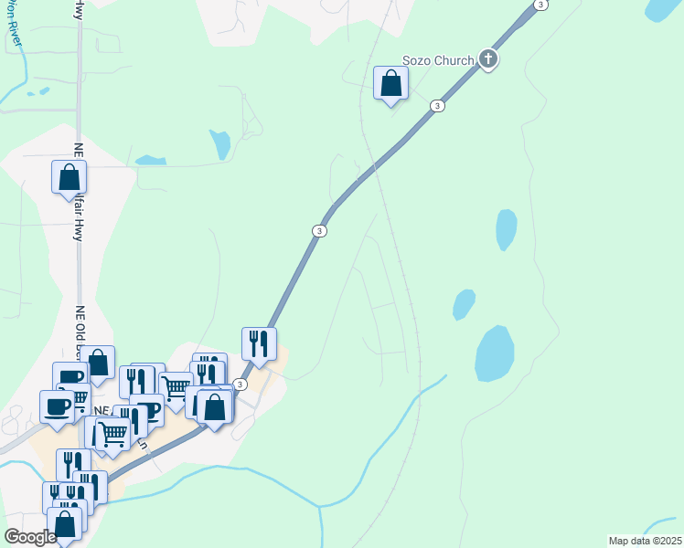 map of restaurants, bars, coffee shops, grocery stores, and more near 361 Northeast Ridge Point Boulevard in Belfair