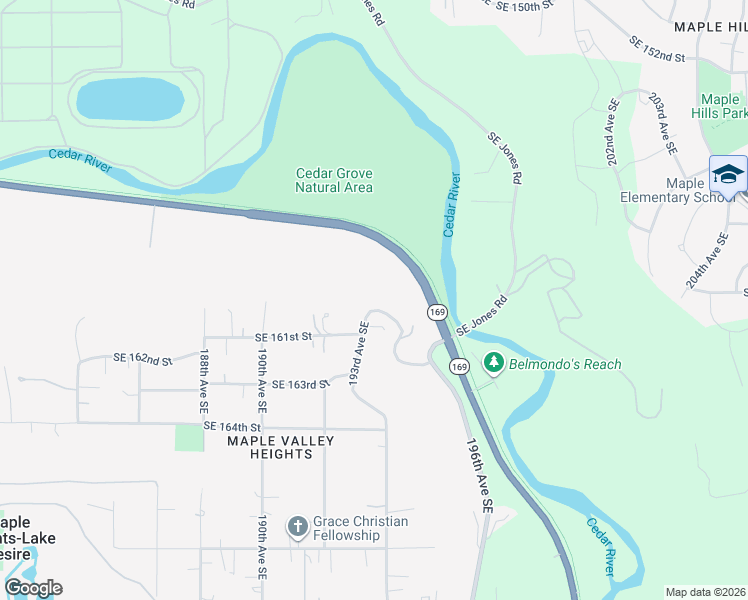 map of restaurants, bars, coffee shops, grocery stores, and more near 16013 193rd Avenue Southeast in Renton