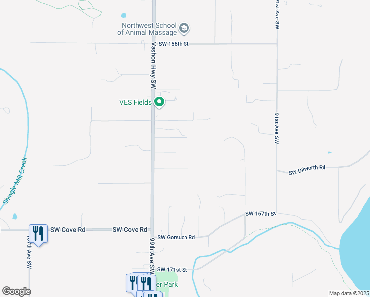 map of restaurants, bars, coffee shops, grocery stores, and more near 16134 Vashon Highway Southwest in Vashon